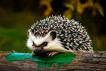 Hedgehog on a tree trunk by Imperial Art House