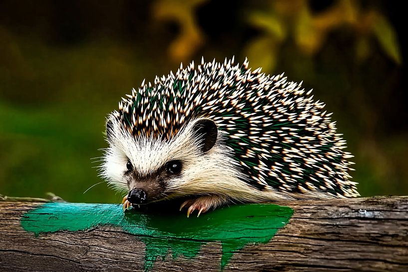 Hedgehog on a tree trunk by Imperial Art House