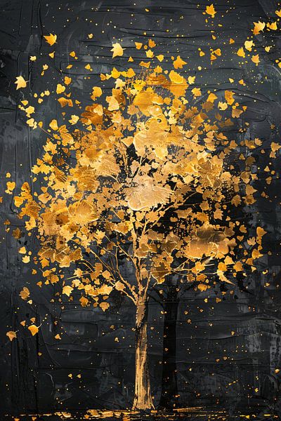 Golden tree with glittering leaves by Art & Soul Creations