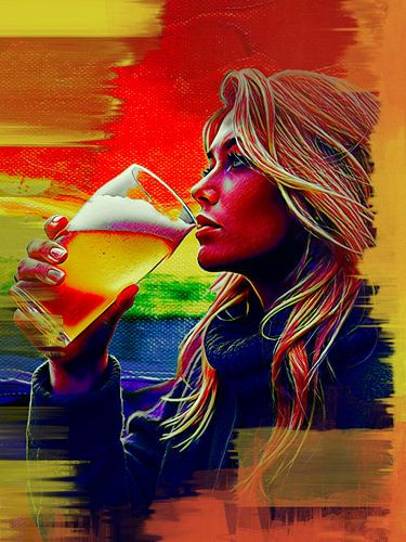 De blonde Duitser met het koele bier