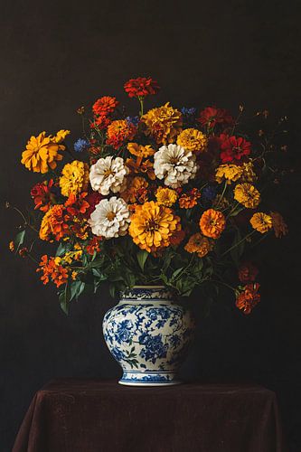 Kleurrijk bloemenstilleven in vaas