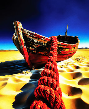 Stranded – Boat in the Desert Symbolic Painting