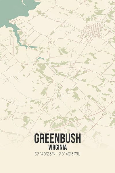 Vintage map of Greenbush (Virginia), USA. by Prints of Place