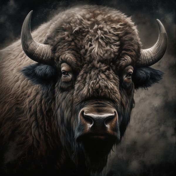 Portrait of a bison by Bert Nijholt