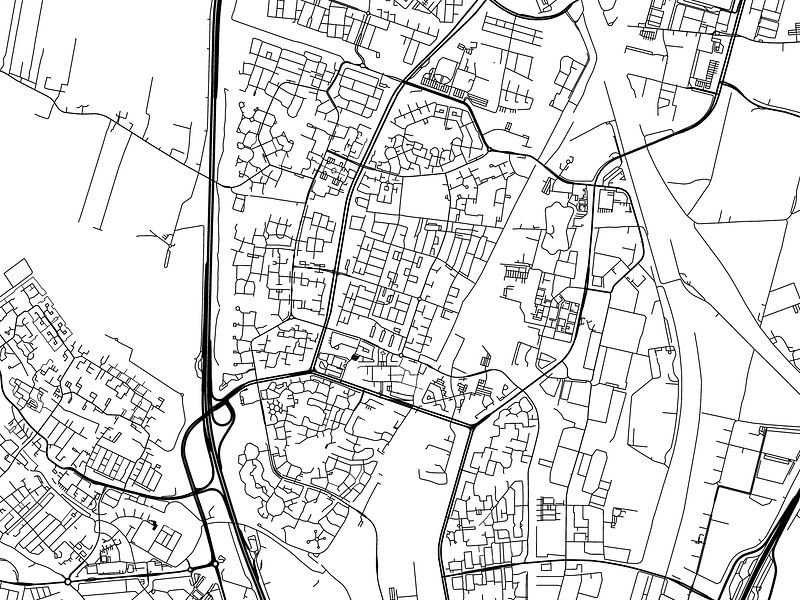 Karte von Nieuwegein in Schwarz ud Weiss von De Kaartenwinkel