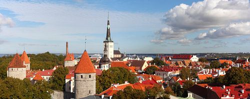 Ausblick vom Domberg auf die Unterstadt, Altstadt mit der Olaikirche oder Oleviste Kirik, und den T�
