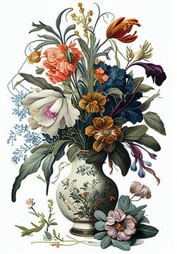 Klassiek boeket in Nederlandse traditie bloemen 2 van Ariadna de Raadt-Goldberg