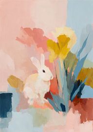 Easter Bunny Oil Painting Abstract Pastel by Niklas Maximilian