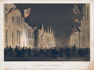Carel Christiaan Antony Last, beleuchtete Bredestraat in Leiden, 1855
