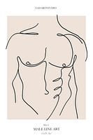 Male line art - mannelijk torso beige