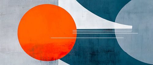Geometrische compositie met rode cirkel