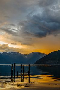 Sognefjord in Norway during a summer sunset