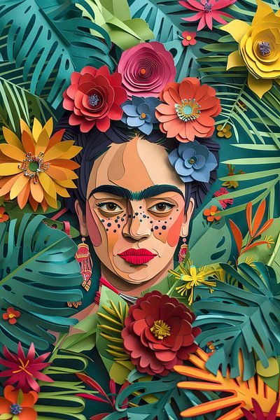 Frida - Schitterend papieren 3D-kunstwerk van Poster Art Shop