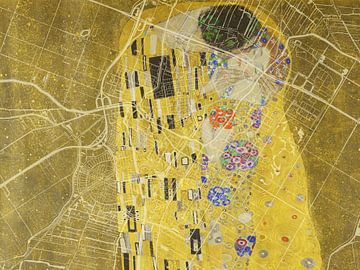 Carte de Purmerend avec le Baiser de Gustav Klimt sur Map Art Studio