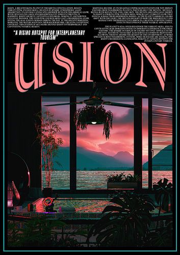 'USION' Fiction vaporwave travel poster