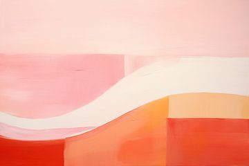 Zalmroze van Abstract Schilderij
