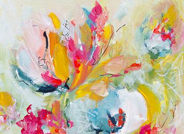 Tropical festival - kleurrijk abstract schilderij van Qeimoy