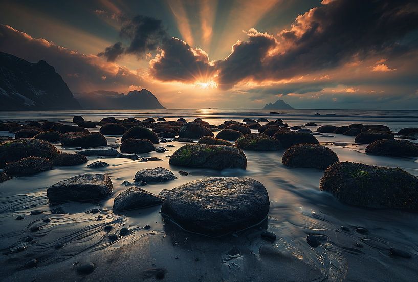 Gloed van de top in de zonsondergang van fernlichtsicht