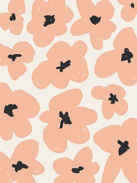 Peach Flower Pattern van Bohomadic Studio