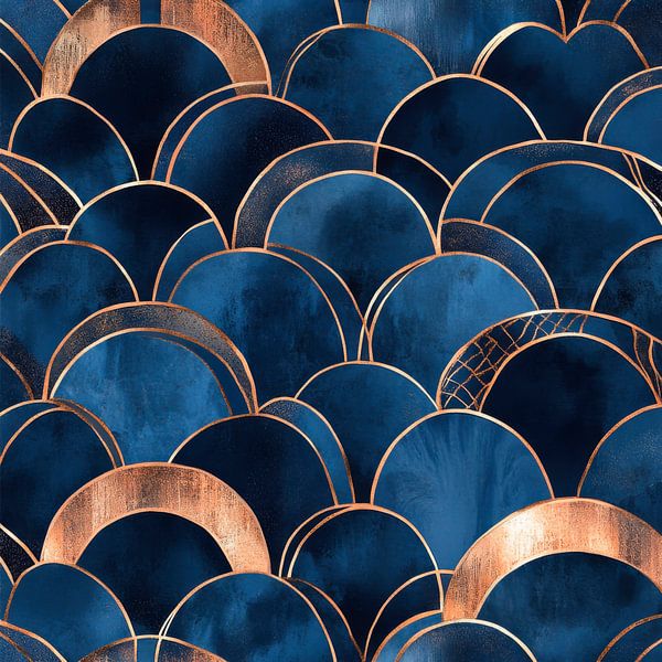 Elegant blue wave reflections by Poster Art Shop