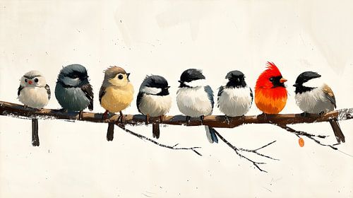 Kleine Vögel auf einem Zweig