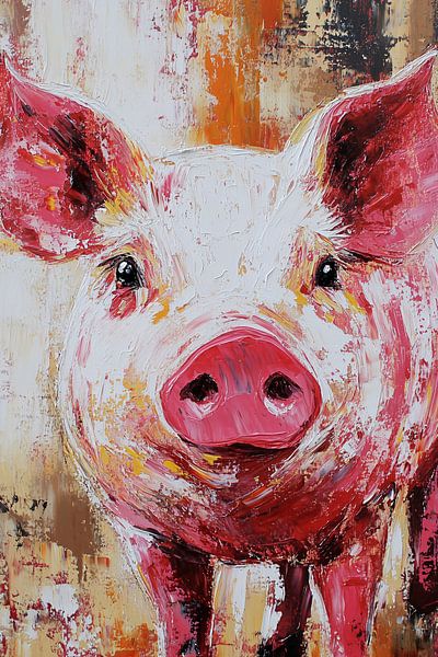 Buntes Gemälde eines Schweins von Imperial Art House