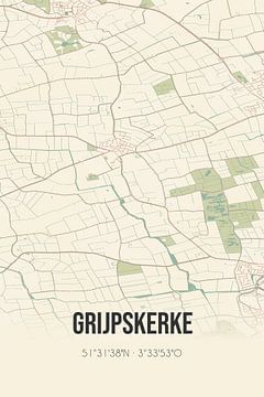 Vintage landkaart van Grijpskerke (Zeeland) van MijnStadsPoster