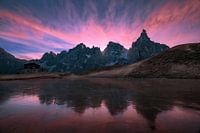 Sunrise in the Dolomites in Italy.