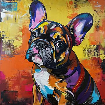 Bulldogge Kunst | Bulldogge Gelb Akzent von De Mooiste Kunst