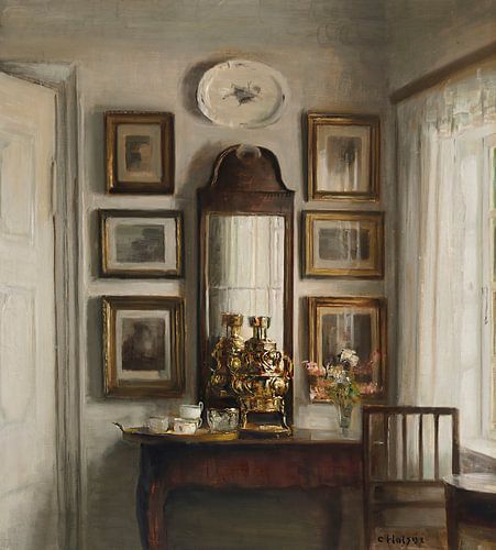 Interieur met een Samovar, Carl Holsøe