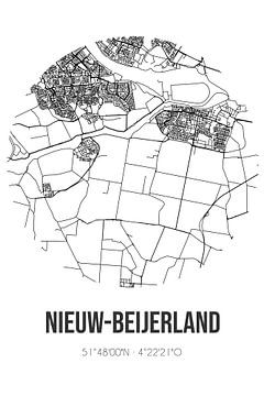 Nieuw-Beijerland (Zuid-Holland) | Carte | Noir et blanc sur Rezona