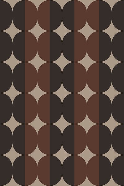 Retro 70s art. Abstract geometric shapes in beige and brown. by Dina Dankers