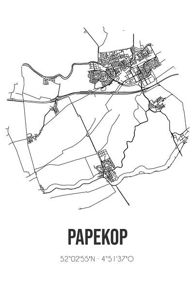Papekop (Utrecht) | Landkaart | Zwart-wit van Stad & Wand