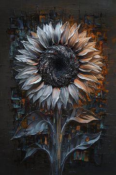 Abstract Representation of a Sunflower by De Muurdecoratie