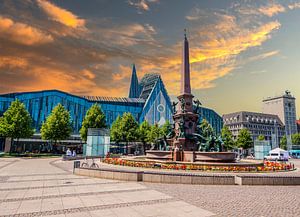 Stadtansicht von Leipzig in Sachsen mit Augustusplatz, Deutschland