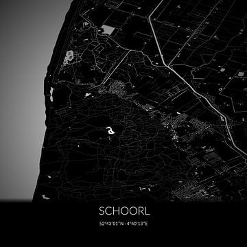 Zwart-witte landkaart van Schoorl, Noord-Holland. van Rezona