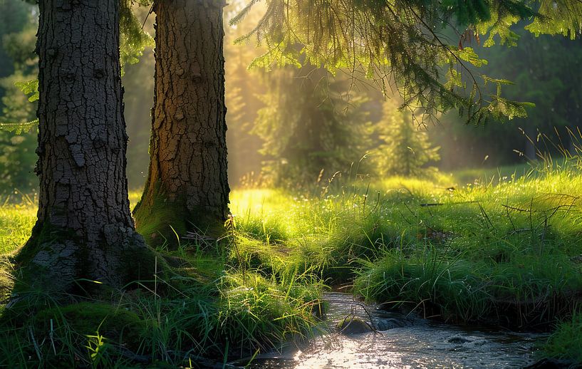 Betoverend zomerbos in Duitsland van fernlichtsicht