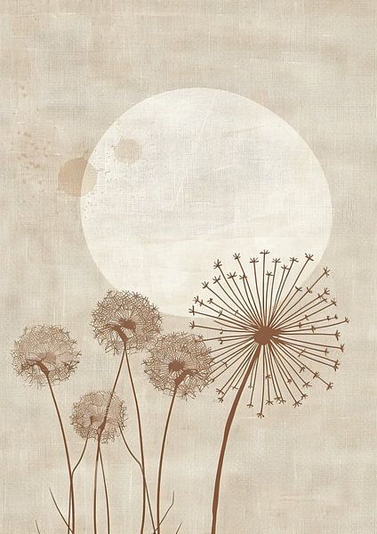 Flower Painting | Lunar Bloom Symphony by Modern Collection