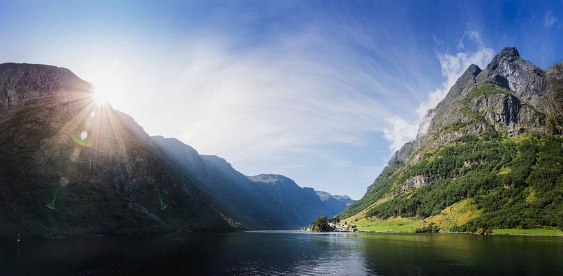 Sunrise over Fjord Village - Panorama by Nicklas Gustafsson