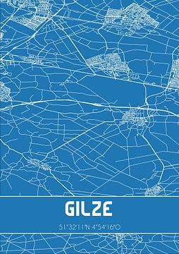 Blauwdruk | Landkaart | Gilze (Noord-Brabant) van MijnStadsPoster