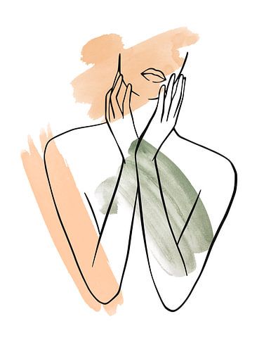 Frau im Stil von Line Art mit aquarellem Anstrich