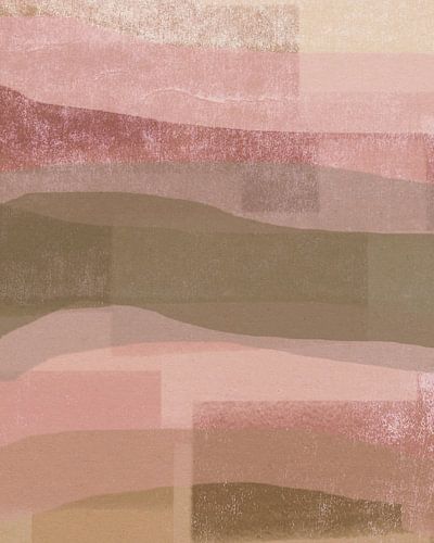 Abstracte organische vormen en lijnen in pastelkleuren. Roze en beige bruin.