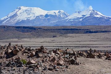 View of smoking volcano, Mirador de los Andes, Peru by Bianca Fortuin