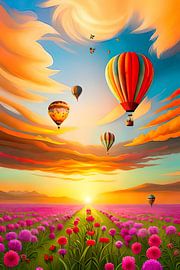 Ballons über der Blumenwiese