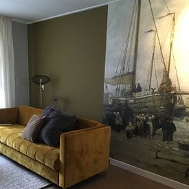 Customer photo: Pinks in the surf by Hendrik Willem Mesdag, as wallpaper