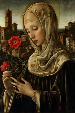 Nonne mit roter Blume von Mathias Ulrich