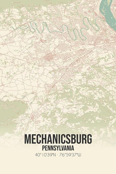 Vintage map of Mechanicsburg (Pennsylvania), USA. by Prints of Place