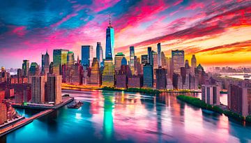 New York met zonsondergang van Mustafa Kurnaz