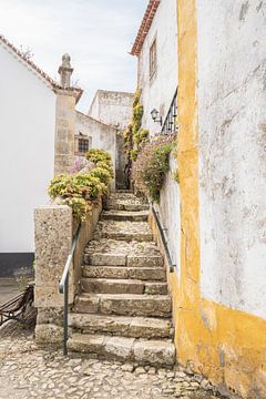 Vieil escalier à Óbidos - Photographie de voyage au Portugal sur Henrike Schenk