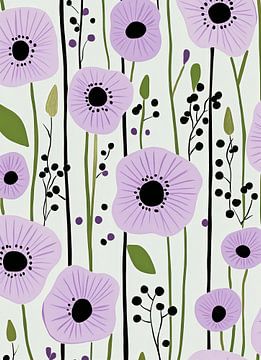 Marimekko Geïnspireerde Lichtpaarse Bloemetjes van Danny van Eldik - Perfect Pixel Design